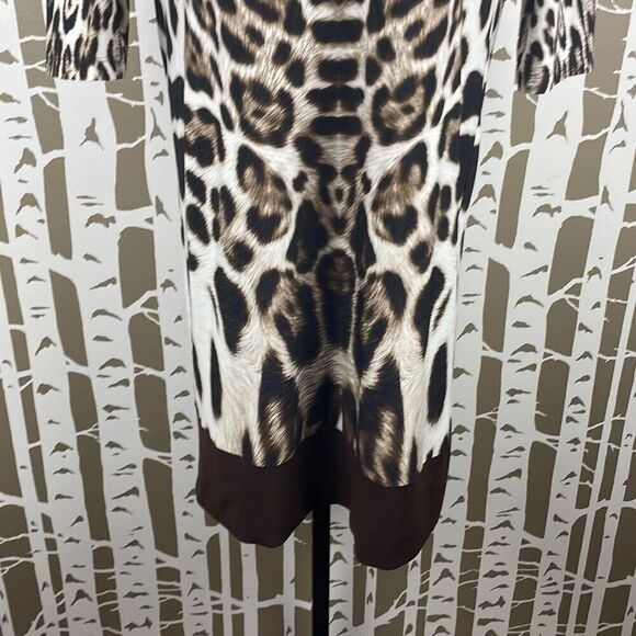 Chico’s Leopard Print Shirt Dress 3/4 Sleeve Midi Length 0 - Picture 4 of 7